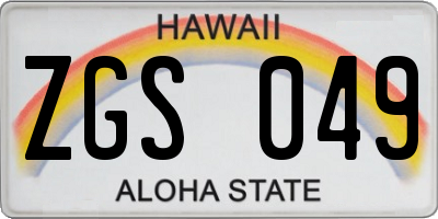 HI license plate ZGS049