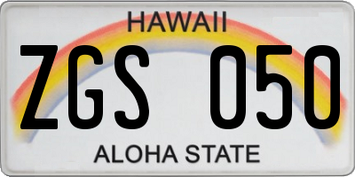 HI license plate ZGS050