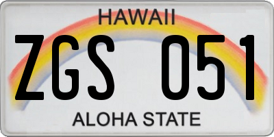 HI license plate ZGS051