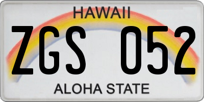 HI license plate ZGS052