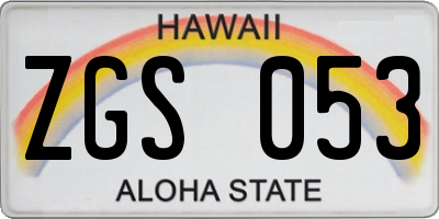 HI license plate ZGS053