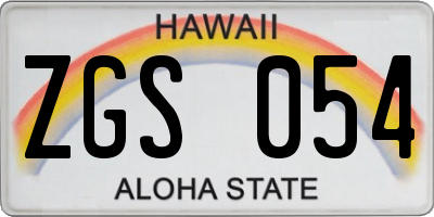 HI license plate ZGS054