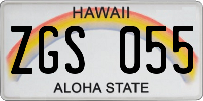 HI license plate ZGS055