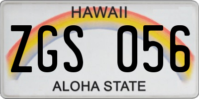 HI license plate ZGS056