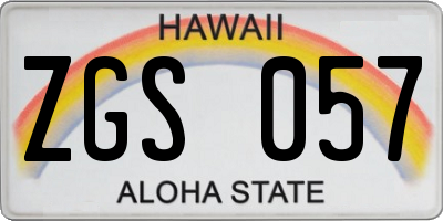 HI license plate ZGS057