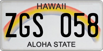 HI license plate ZGS058