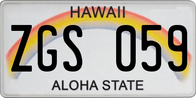HI license plate ZGS059
