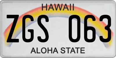 HI license plate ZGS063
