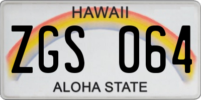 HI license plate ZGS064