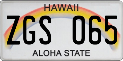HI license plate ZGS065