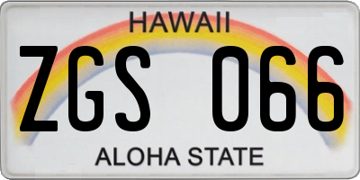 HI license plate ZGS066