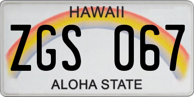 HI license plate ZGS067