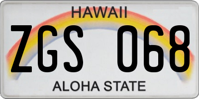 HI license plate ZGS068