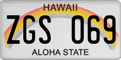 HI license plate ZGS069