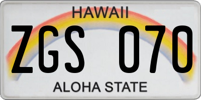 HI license plate ZGS070