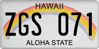 HI license plate ZGS071