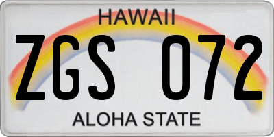 HI license plate ZGS072