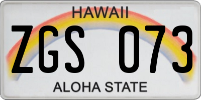 HI license plate ZGS073