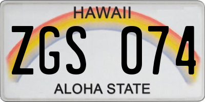 HI license plate ZGS074