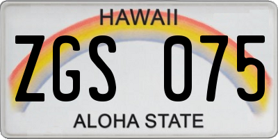 HI license plate ZGS075