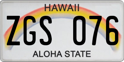 HI license plate ZGS076