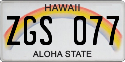 HI license plate ZGS077