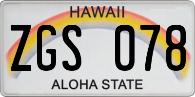 HI license plate ZGS078