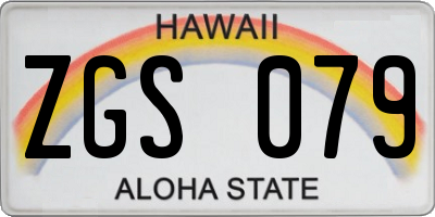 HI license plate ZGS079