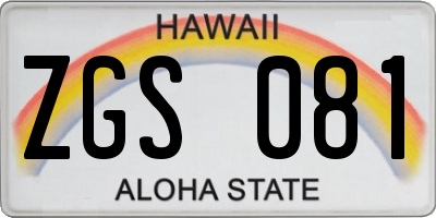 HI license plate ZGS081