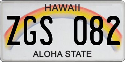 HI license plate ZGS082