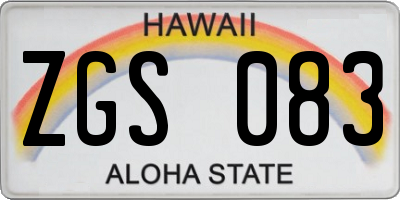 HI license plate ZGS083