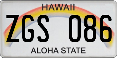 HI license plate ZGS086