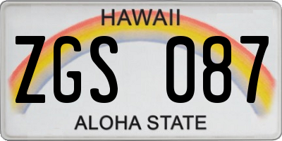 HI license plate ZGS087