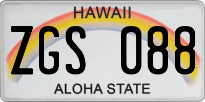 HI license plate ZGS088