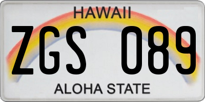 HI license plate ZGS089