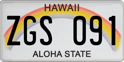 HI license plate ZGS091