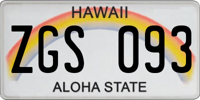 HI license plate ZGS093