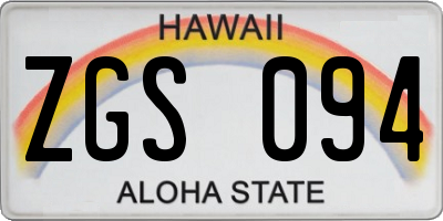 HI license plate ZGS094