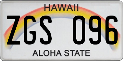 HI license plate ZGS096