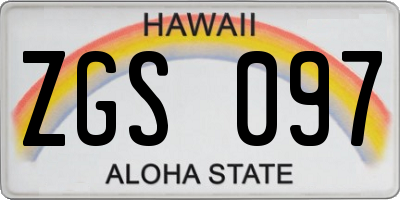 HI license plate ZGS097