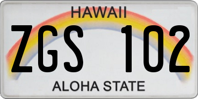 HI license plate ZGS102