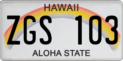 HI license plate ZGS103