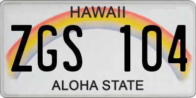 HI license plate ZGS104