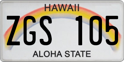 HI license plate ZGS105