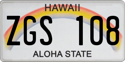HI license plate ZGS108