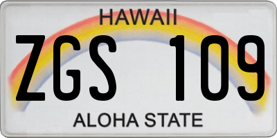 HI license plate ZGS109