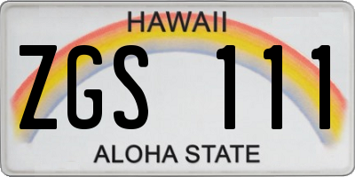 HI license plate ZGS111