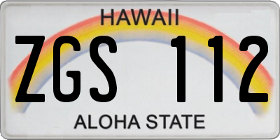 HI license plate ZGS112