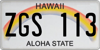 HI license plate ZGS113