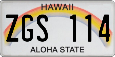 HI license plate ZGS114